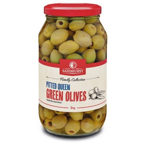 QUEEN GREEN PITTED OLIVES 2KG