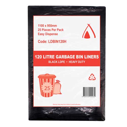 [GARBAGE-120LT] BLACK GARBAGE BAGS 120LT X 25