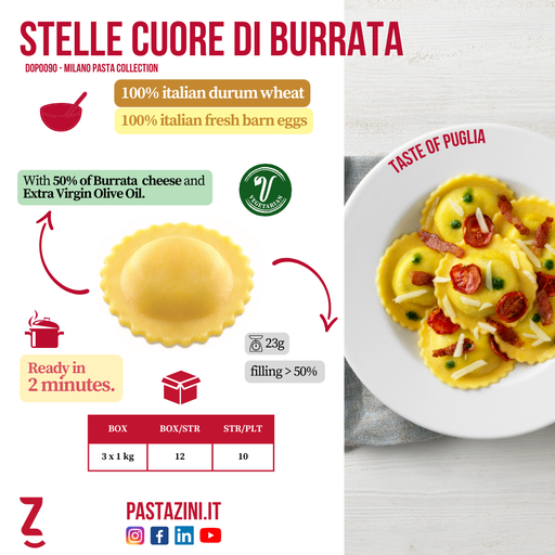 [ZINISTELBUR1KG] Stelle Cuore di Burrata 3 X 1KG